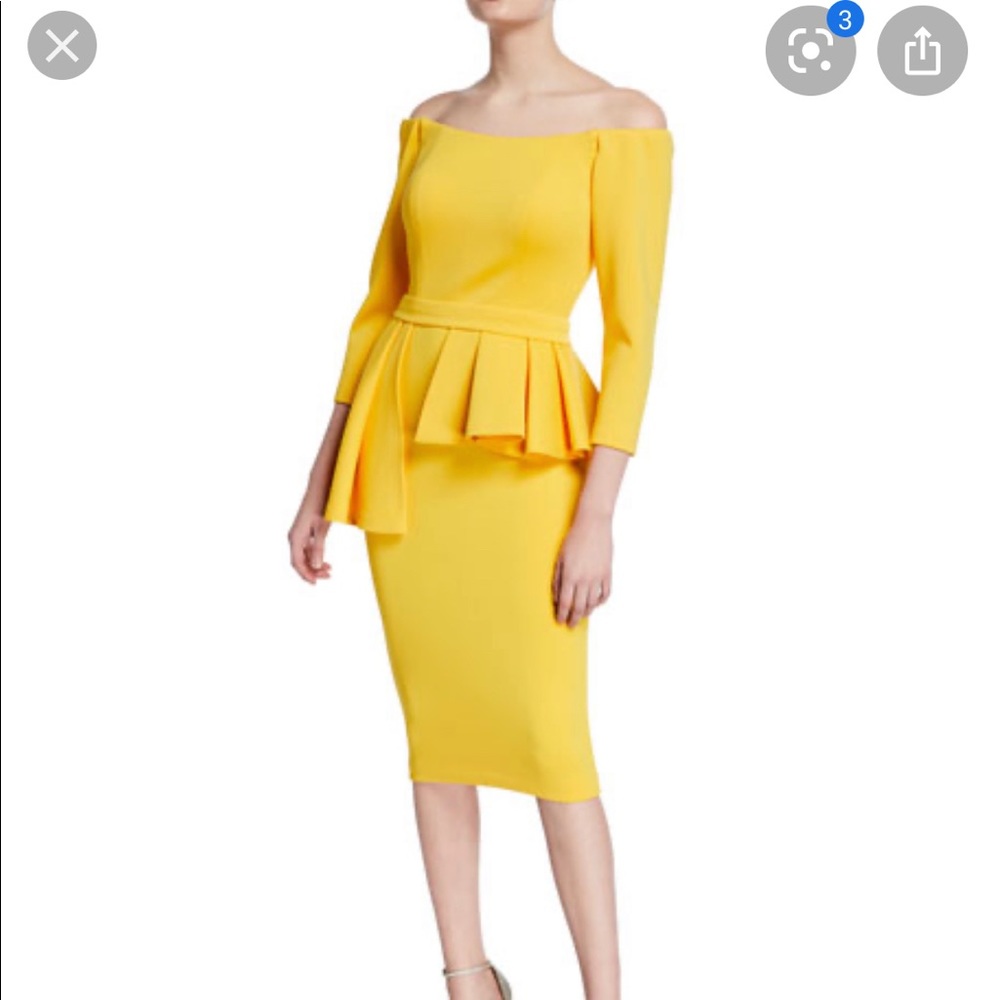 Jovani
Off-the-Shoulder 3/4-Sleeve Peplum Dress
